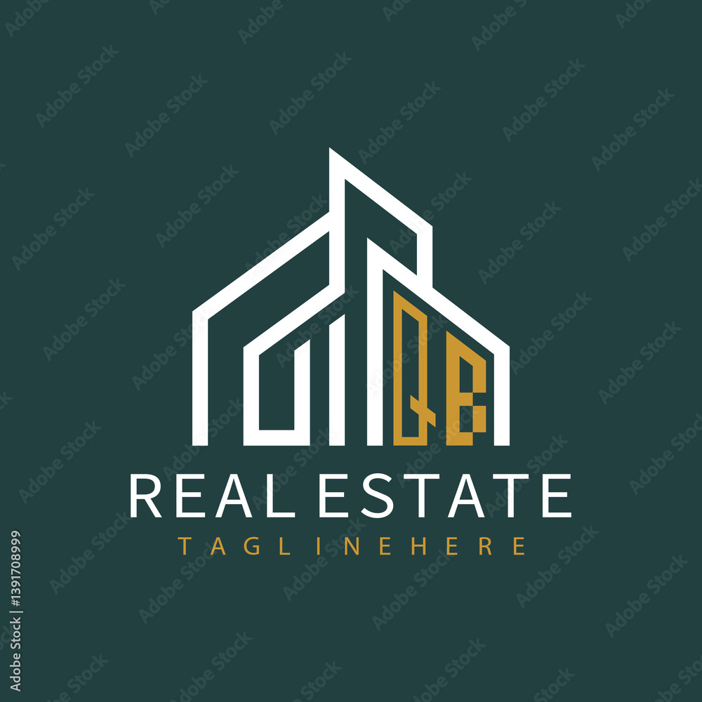 Fototapeta premium initial monogram logo for real estate with building shape creative design 