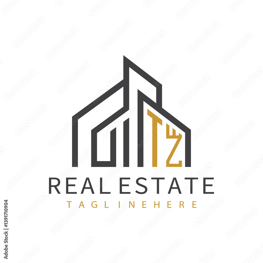 Fototapeta premium initial monogram logo for real estate with building shape creative design 