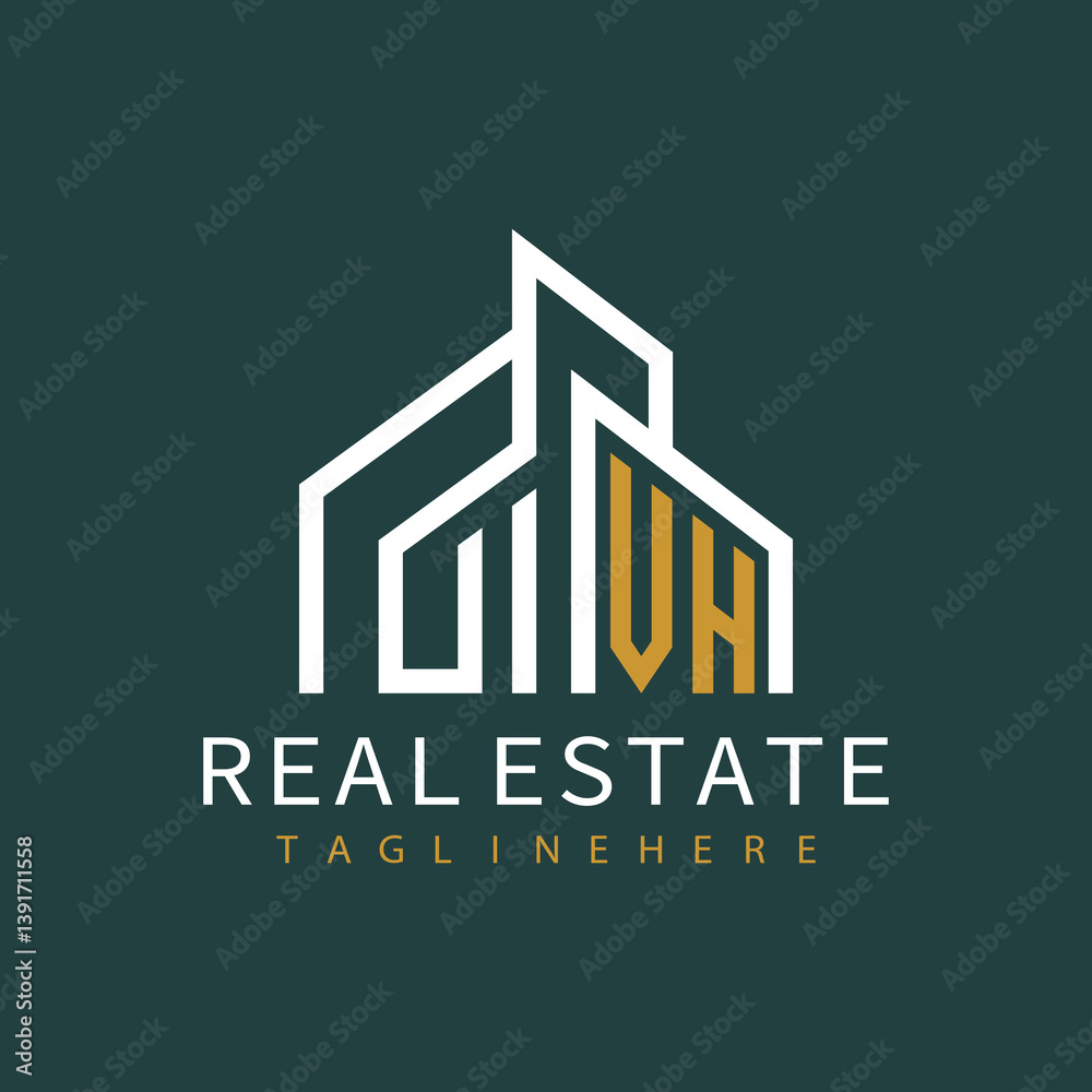 Fototapeta premium initial monogram logo for real estate with building shape creative design 
