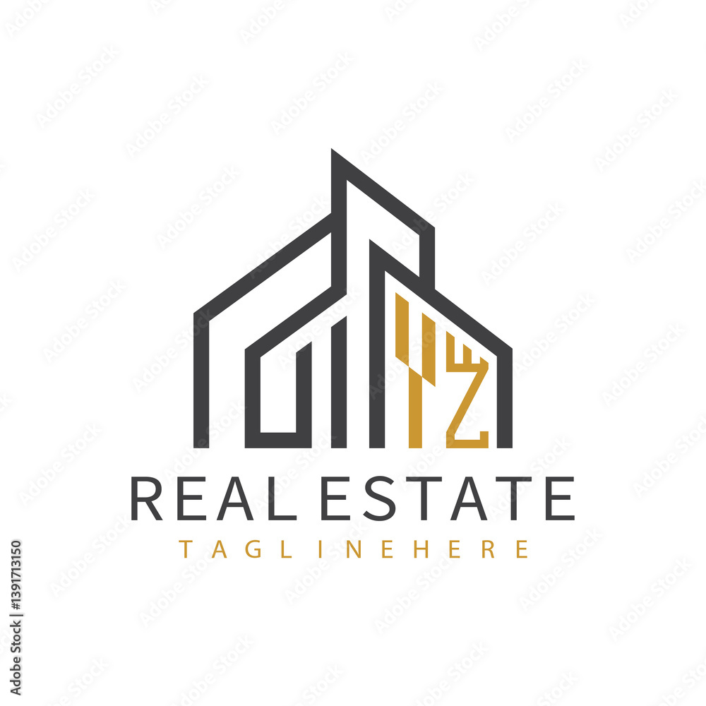 Fototapeta premium initial monogram logo for real estate with building shape creative design