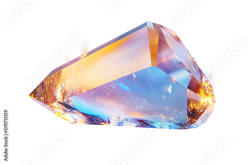 Beautiful crystal prism on transparent background, premium optical element ideal for light spectrum studies, scientific illustration and decorative design