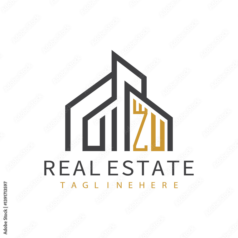 Fototapeta premium initial monogram logo for real estate with building shape creative design