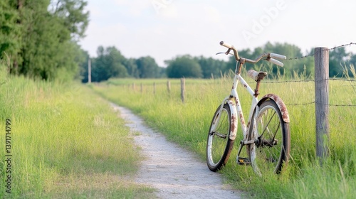 Rusty bike on a country path