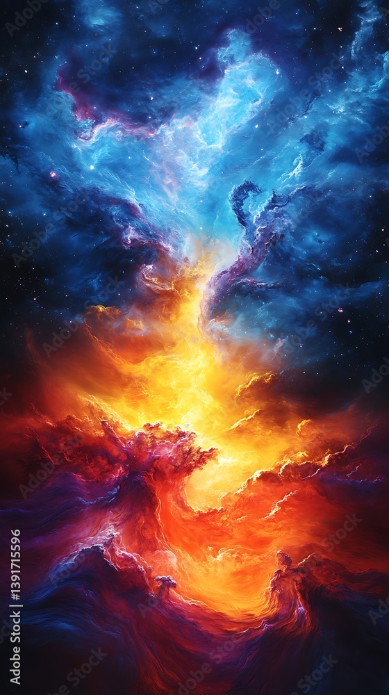 Fototapeta premium Creation Swirls Within Solar Tempest Reflecting Energy Conscious Universe Flow Illustration