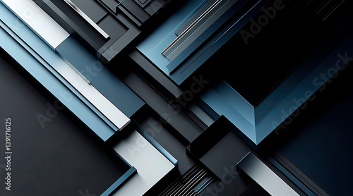 Obraz na płótnie Modern black dark blue white abstract background. Minimal. Color gradient. Geometric shape. Lines stripe triangle angle 3d shadow. Design. Futuristic. Metal metallic effect.Light shine.Luxury premium w salonie