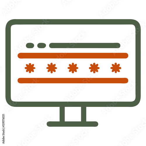 Minimalist Icon of Password Input on Computer Screen  