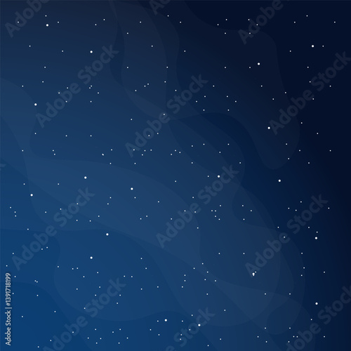 Abstract Celestial Dark Blue Night Sky With Fog And Stars Background Vector Design