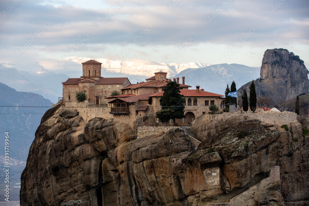 Fototapeta premium Monasteries of Meteora Built into Dramatic Rock Formations, Greece