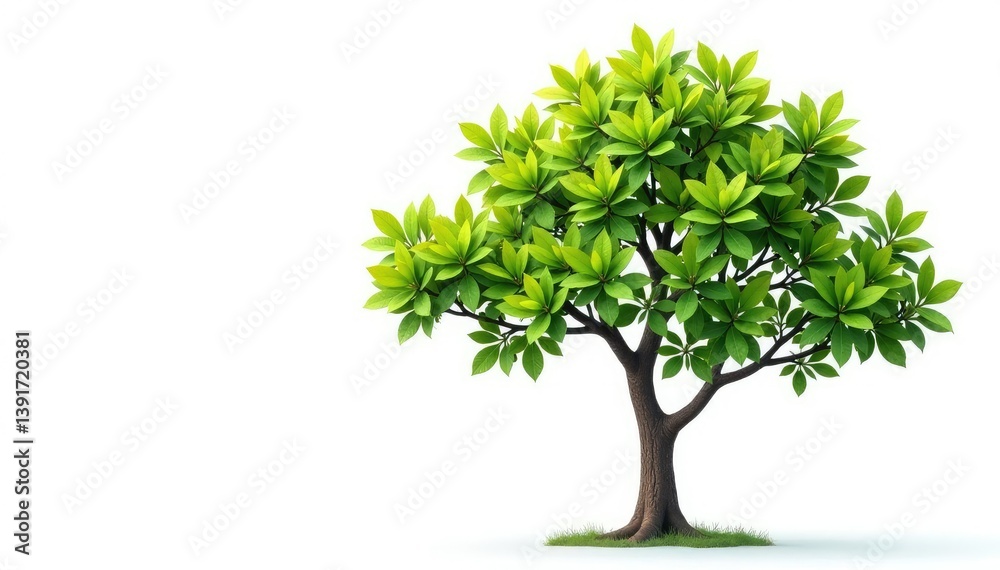 Obraz premium Isolated branch with leafy crown against white, nature, tree