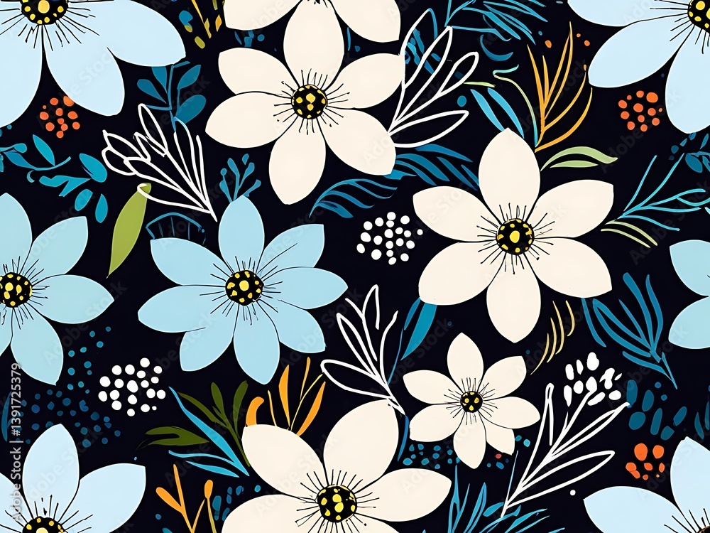 Seamless Watercolor Flower Pattern background Seamless Watercolor Flower Pattern background