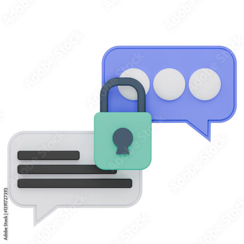 3D Encrypted Message Icon for Secure Communication