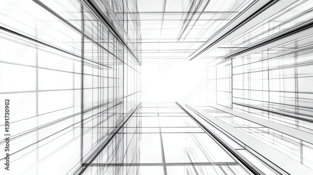 Abstract Architectural Lines Creating Dynamic Cityscape Illusion Abstract Architectural Lines Creating Dynamic Cityscape Illusion