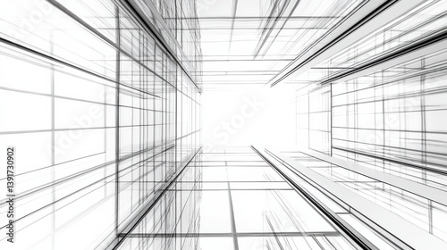 Abstract Architectural Lines Creating Dynamic Cityscape Illusion