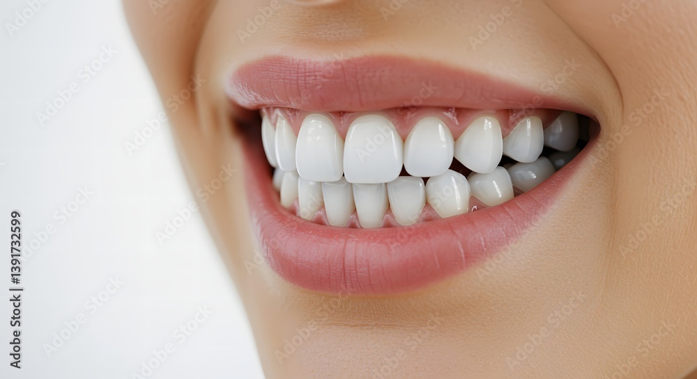 Obraz premium Wide smile of woman showing dental health