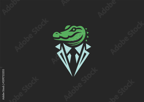 Crocodile in formal suit logo with classy twist