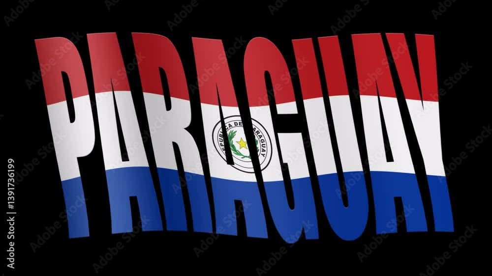 Paraguay with Paraguay flag overlay animation. 