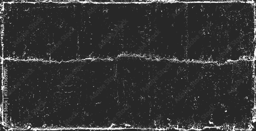 Grunge texture pattern frame. Black design border. Old paper vector illustration.
