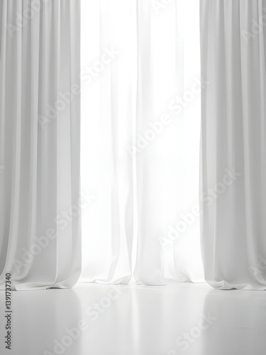 White Curtain Background  Minimalist Interior Design. Elegant Fabric Texture  Light Backdrop  Neutral Background