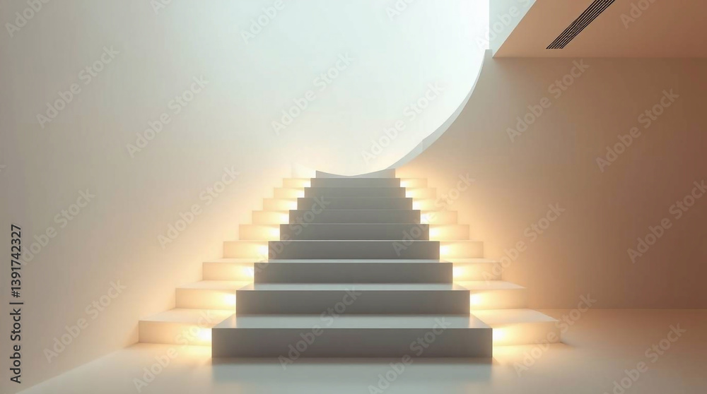 Fototapeta premium Modern flat design, creative light art, stairway to Heaven, abstract patterns, simple two-dimensional shapes, artistic lighting.jpg