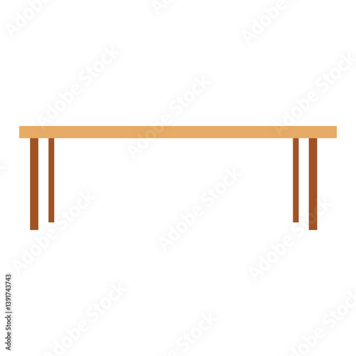 Simple long wooden table. Vector design illustration.