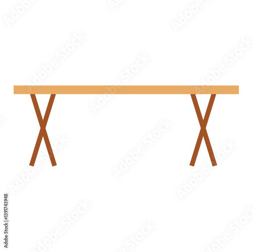 Simple long wooden table. Vector design illustration.