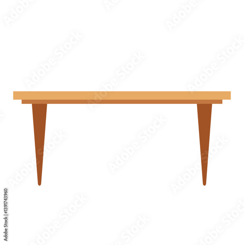 Simple long wooden table. Vector design illustration.