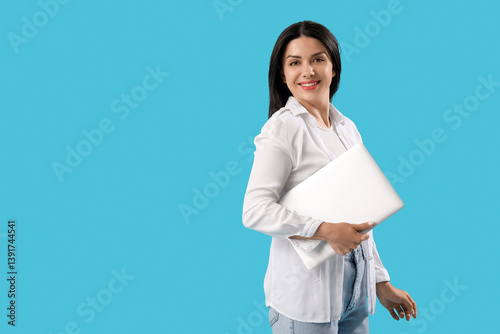 Female programmer with lapt...