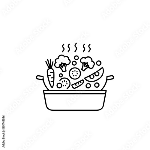 Cooking Fresh Vegetables in a Steaming Pot  