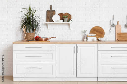 White counters with cutting...