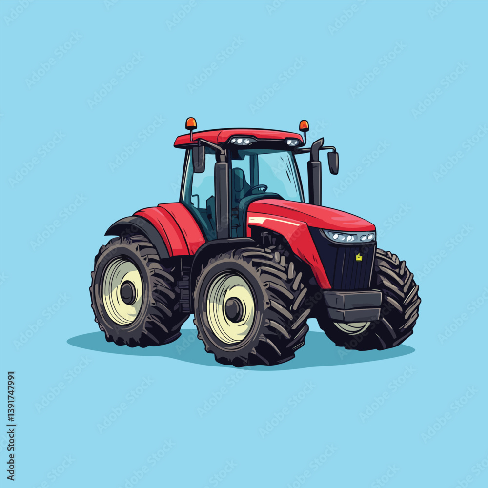 Obraz premium Creative Style Tractor Illustration with tractor icon and logo on solid color background
