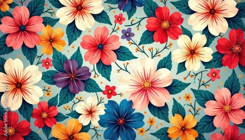 Intricate, flowing floral pattern Continuous, vibrant blooms , botanical, orange, wallpaper