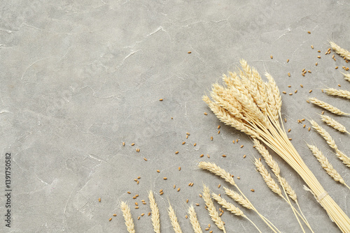 Bundle of wheat ears and gr...