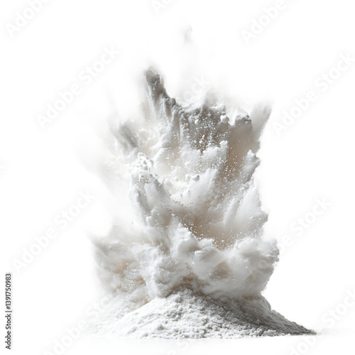  Delicate cornstarch powder mist on transparent background, perfect for kitchen ingredient photography and dessert recipe decoration 