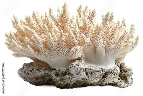  Exquisite red coral fragment with fine texture on transparent background, perfect for marine biology illustration and underwater ecosystem studies 