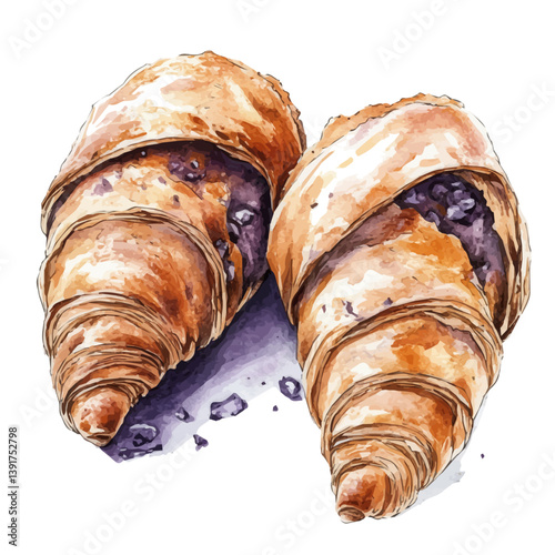 watercolor vector of Mitraillette A Beautifully Detailed, isolated on a white background.