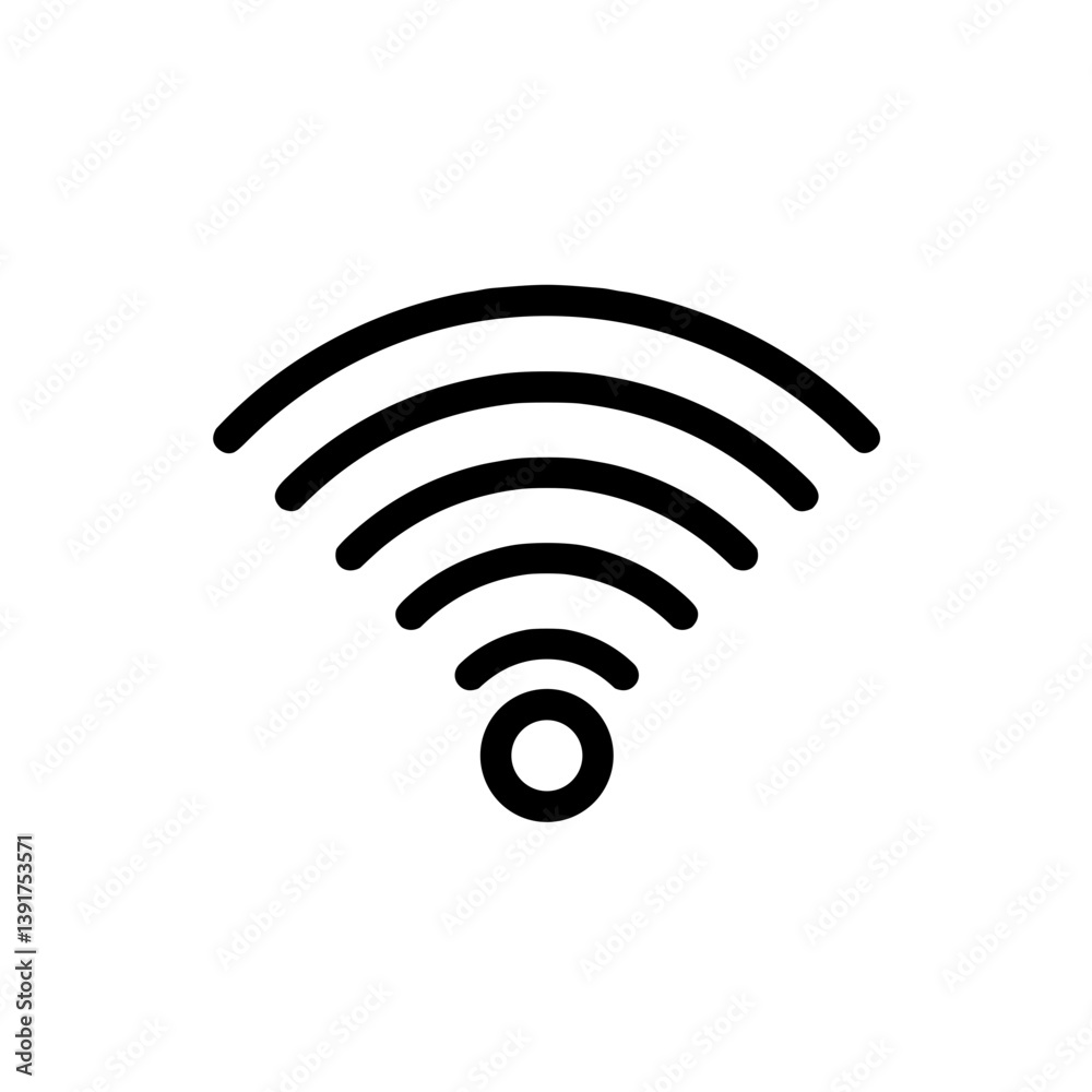 Wi-Fi signal icon illustration in minimalist style on white background Wi-Fi signal icon illustration in minimalist style on white background