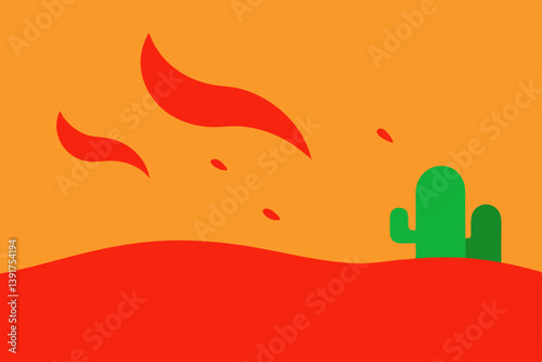 cactus in desert vector illustration
