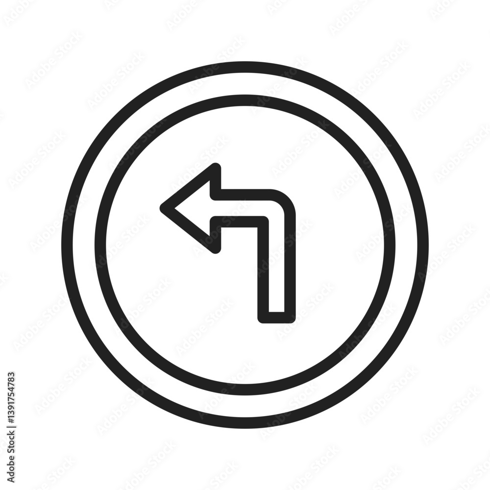 Left Turn icon vector image. Suitable for mobile apps, web apps and print media. Left Turn icon vector image. Suitable for mobile apps, web apps and print media.