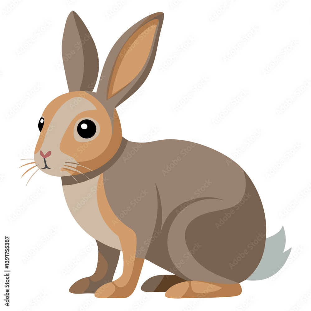 Obraz premium Illustration of a cute brown rabbit hare vector graphic design for animal lovers and easter holiday season