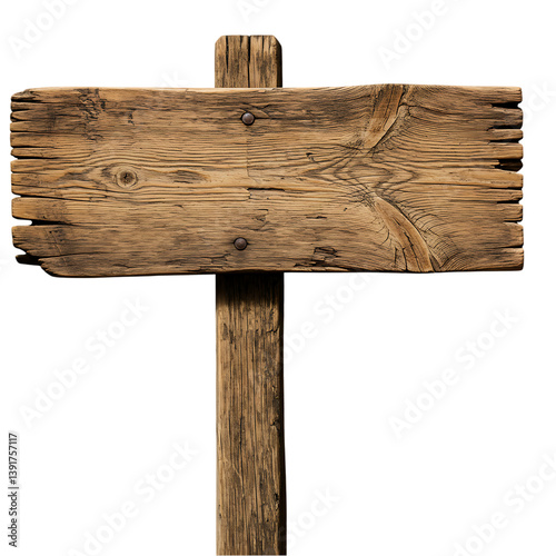 Old Wooden Sign: Rustic Blank Signboard