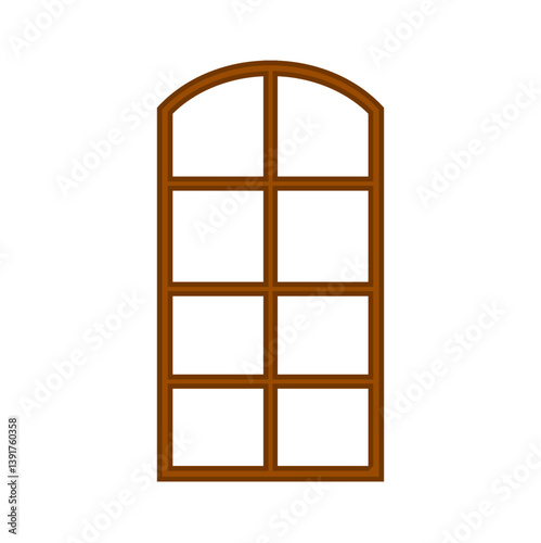 Window frame cartoon. Wooden window frame design. Vector illustration.