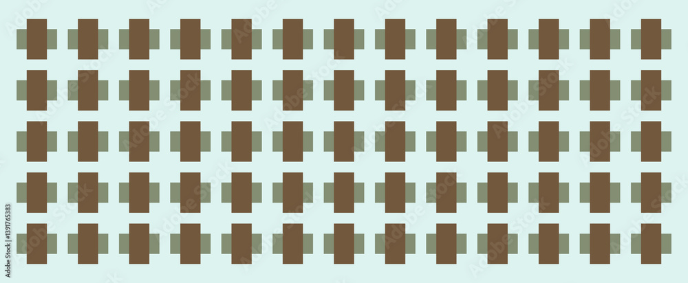 Fototapeta premium Abstract Geometric Pattern in Brown and Gray on a Light Blue Background