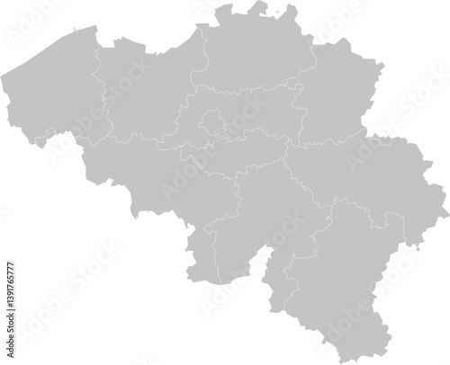 map Belgium – Vector Outline and Political Regions
