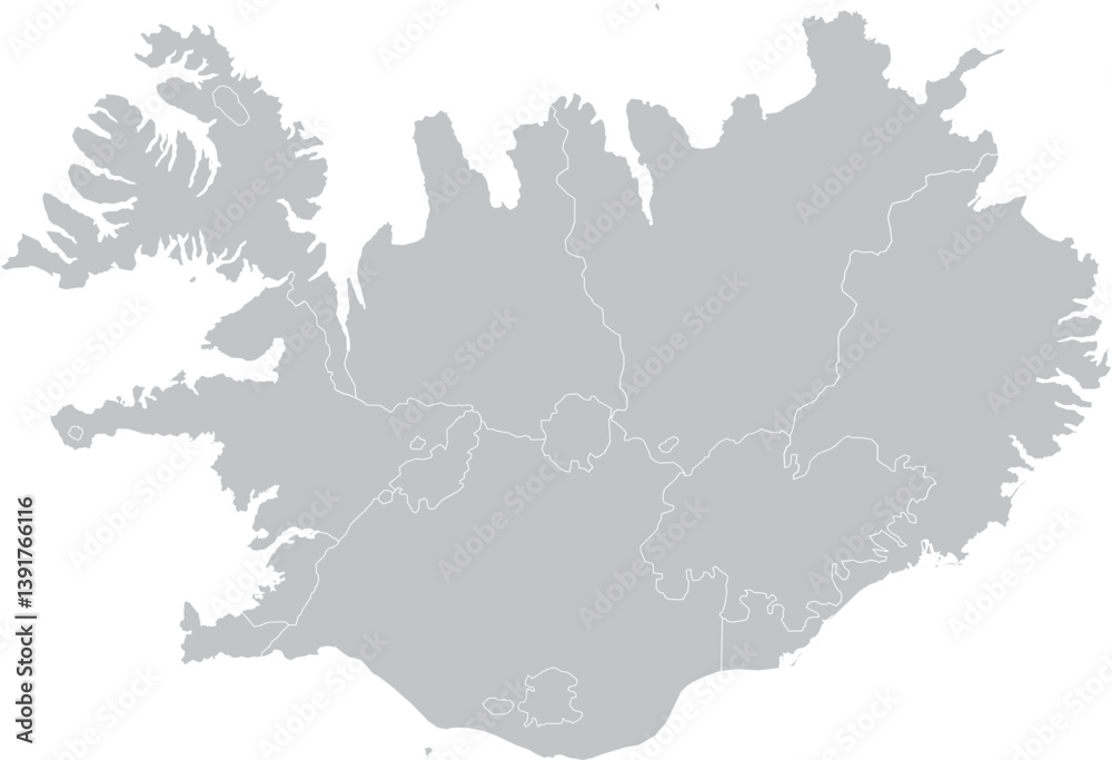 Fototapeta premium map Iceland – Vector Map Outline and Regions 