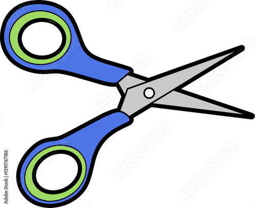 illustration of scissors in blue and green