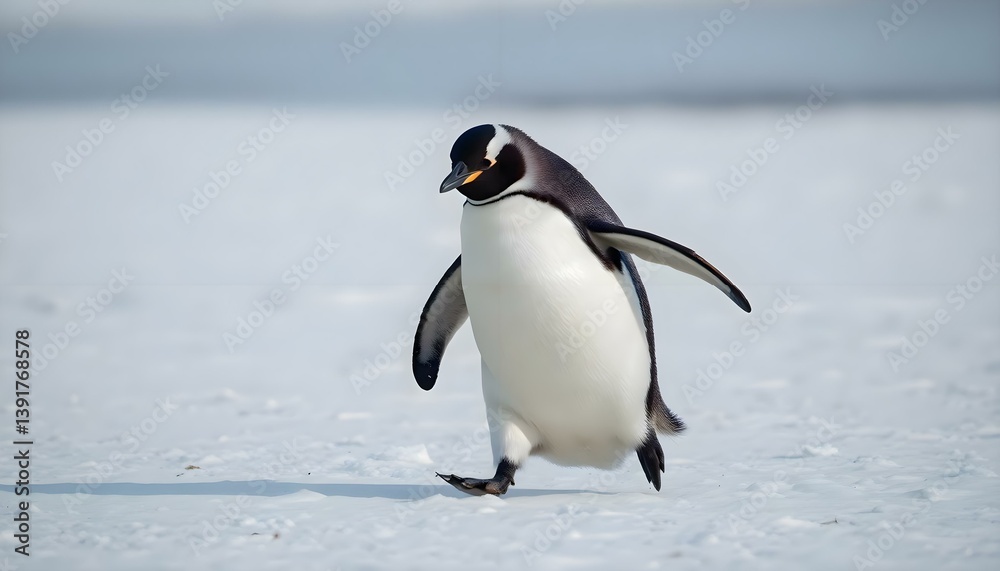 Obraz premium penguin walking across a snow covered field