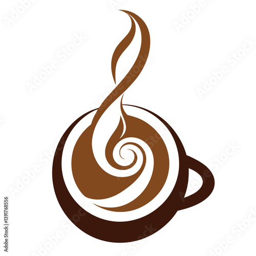 Steaming Cup of Coffee Aromatic Coffee Bean Illustration