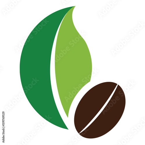 Coffee Leaf Logo Design Green Leaves and Coffee Bean Symbol