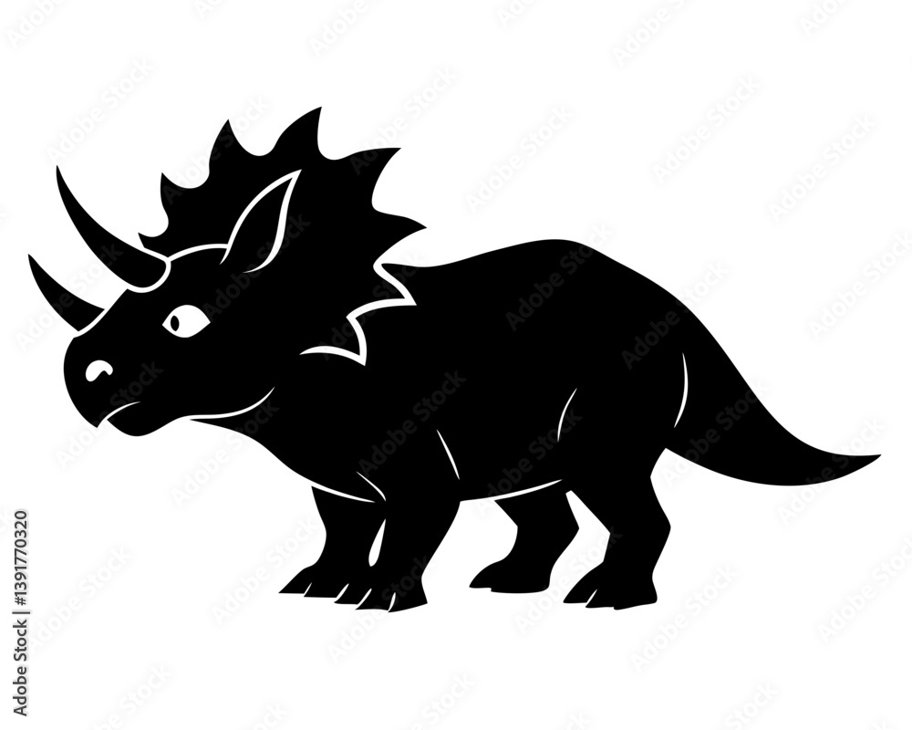 Fototapeta premium Triceratops Silhouette Vector & Prehistoric Dinosaur SVG