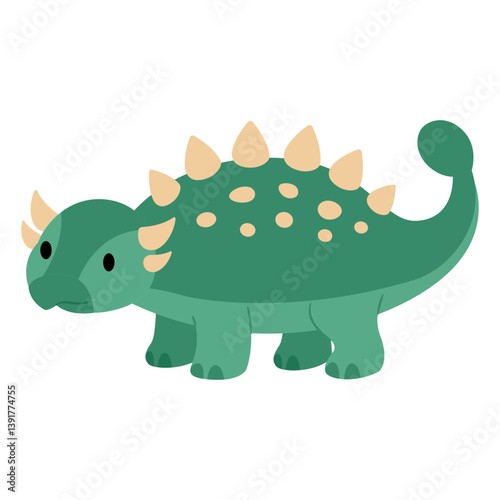 Cute Ankylosaurus flat vector cartoon illustration